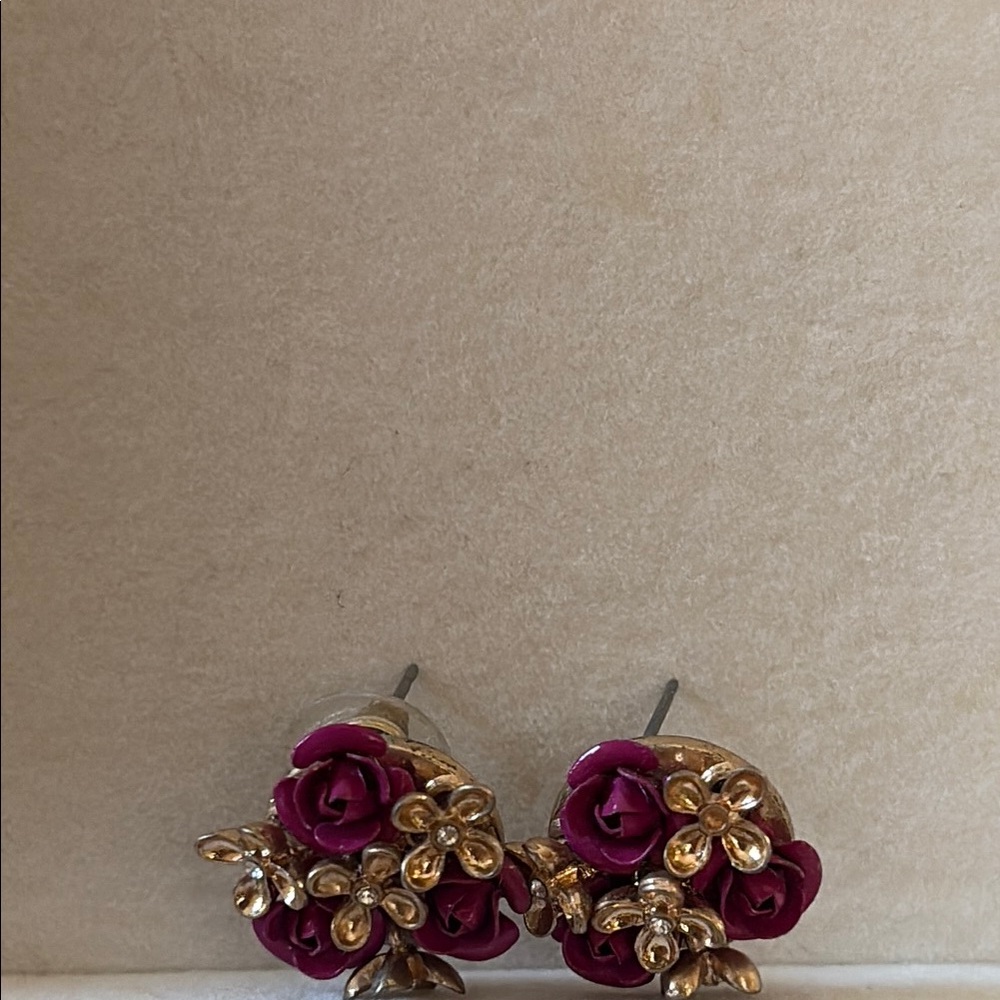 Elegant Gold and Pink Floral Earrings